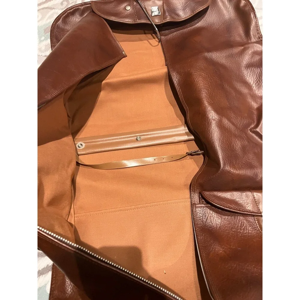 American‎ Tourister Vintage Brown Faux Leather Bi-Fold Garment Bag Travel Suit